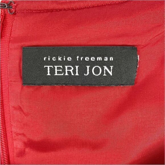 Ricki Freeman for Teri Jon Red/Black Wool Color Block Wool Sheath Career Dress - Picture 6 of 12